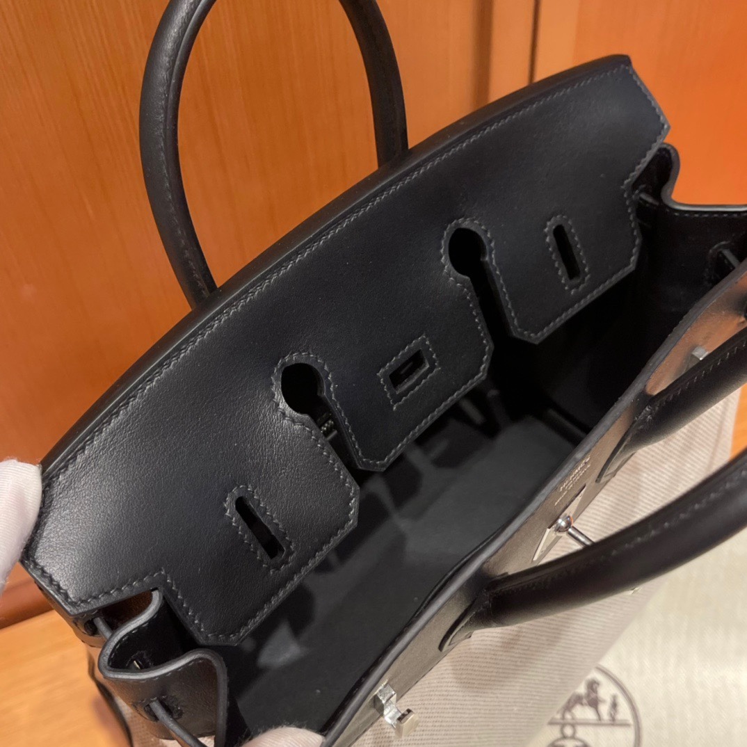 에르메스 버킨백30 톨리 블랙 은장 캔버스 스위프트